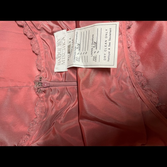 Badgley Mischka Y2K vintage 100% silk gown size 8 coral embellished floor length - Picture 13 of 16
